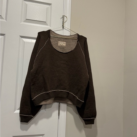 FREE PEOPLE WE THE FREE ESPRESSO BROWN MIDNIGHT PULLOVER
SWEATSHIRT TOP SZ S - Picture 3 of 7